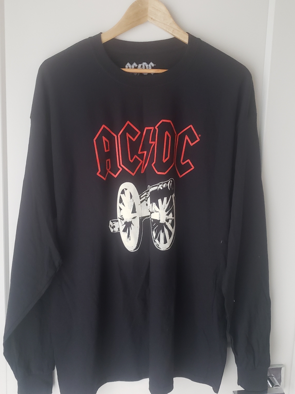 AC/DC Black Long Sleeve Band Tee with Red Logo